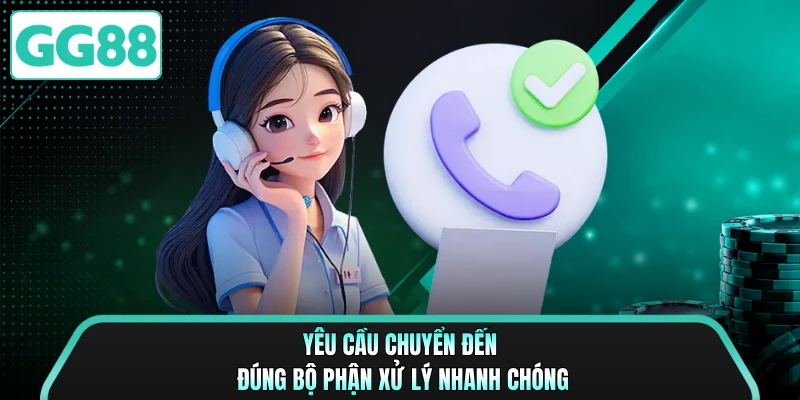 Yêu cầu chuyển đến đúng bộ phận xử lý nhanh chóng